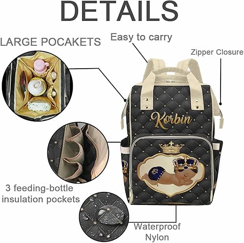 Miniatura 2 de M YESCUSTOM Mochila de pañales con nombre personalizado, mochila de lactancia personalizada para mamá, mochila de viaje personalizada para mamá,