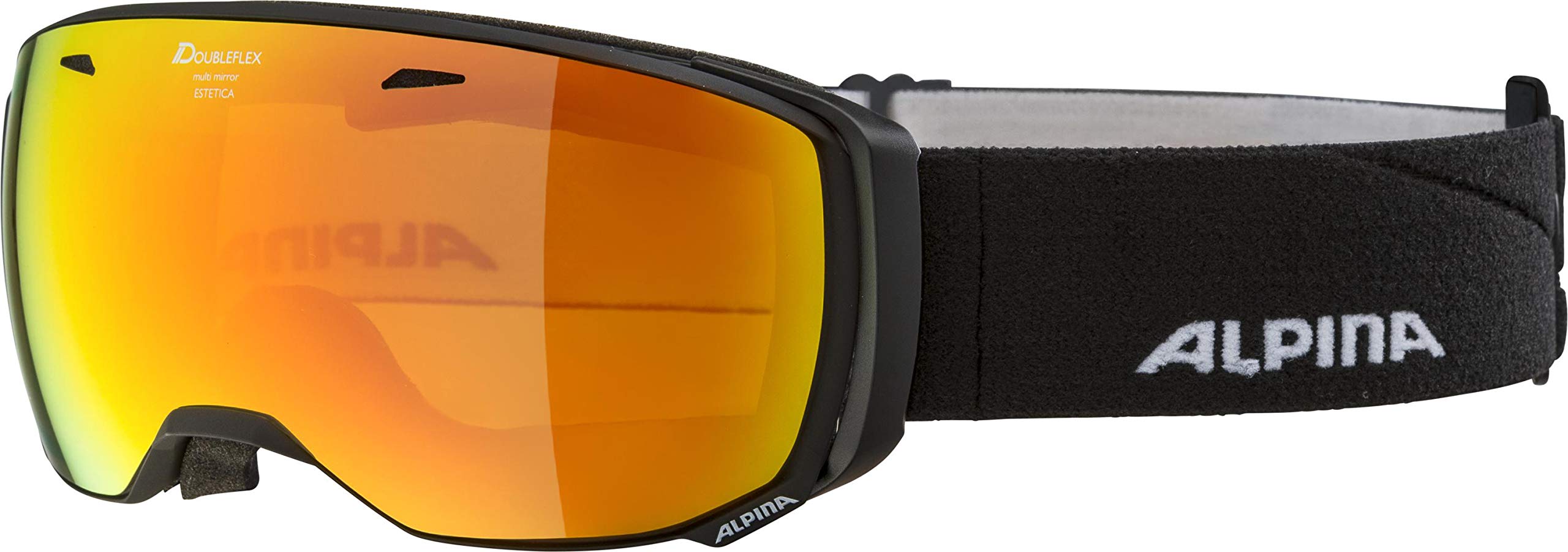 ALPINA ESTETICA Q-LITE - verspiegelte, kontrastverstärkende OTG Skibrille mit 100% UV-Schutz für Erwachsene - black - one size