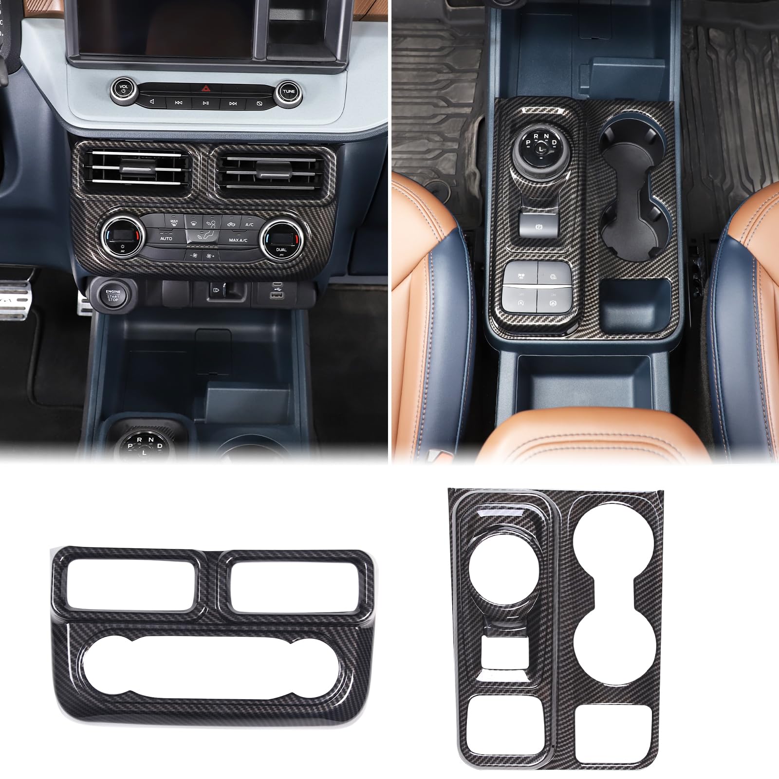 Aunginsy Center Console Decoration Kit Compatible with Ford Maverick 2022-2025 Center Console Air Conditioner Outlet Vent Cover Gear Shift Panel Cup Holder Trim Frame Sticker ABS Interior Accessories