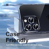 Vista 59 de Misea [3+1] for iPhone 14 Pro/iPhone 14 Pro Max Camera Lens Protector Bling, 9H Tempered Glass Camera Cover Screen Protector Metal Individual Ring