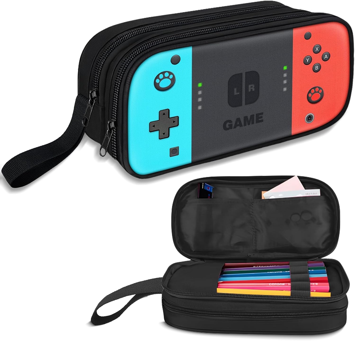 Large Pencil Case for Boys - Boys Pencil Pouch with Zipper Compartments - Big Capacity Pen Box Gamer Pen Bag Organizer for Kids Teens School