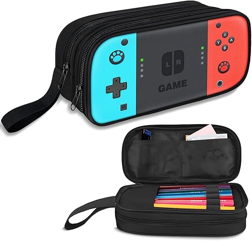 Estuche grande para lápices para niños, estuche para lápices con compartimentos con cremallera, caja de bolígrafos de gran capacidad, organizador