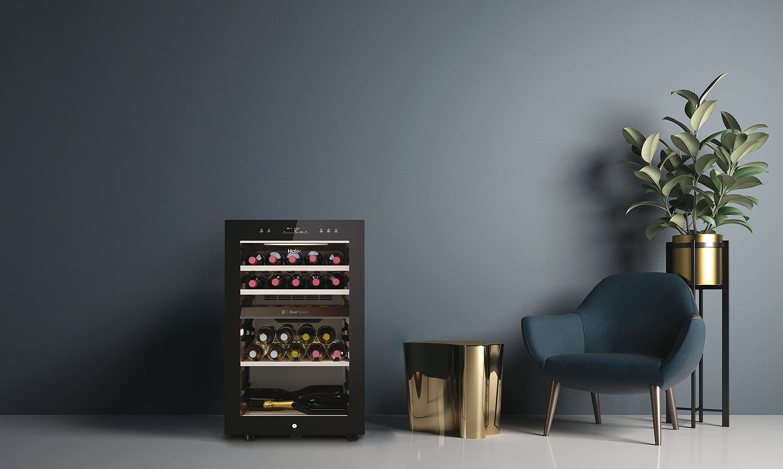 Haier HWS42GDAU1 Freestanding Wine Cooler, 1 door, 42 Bottles, 82cm Tall, Black [Energy Class G] — view 11