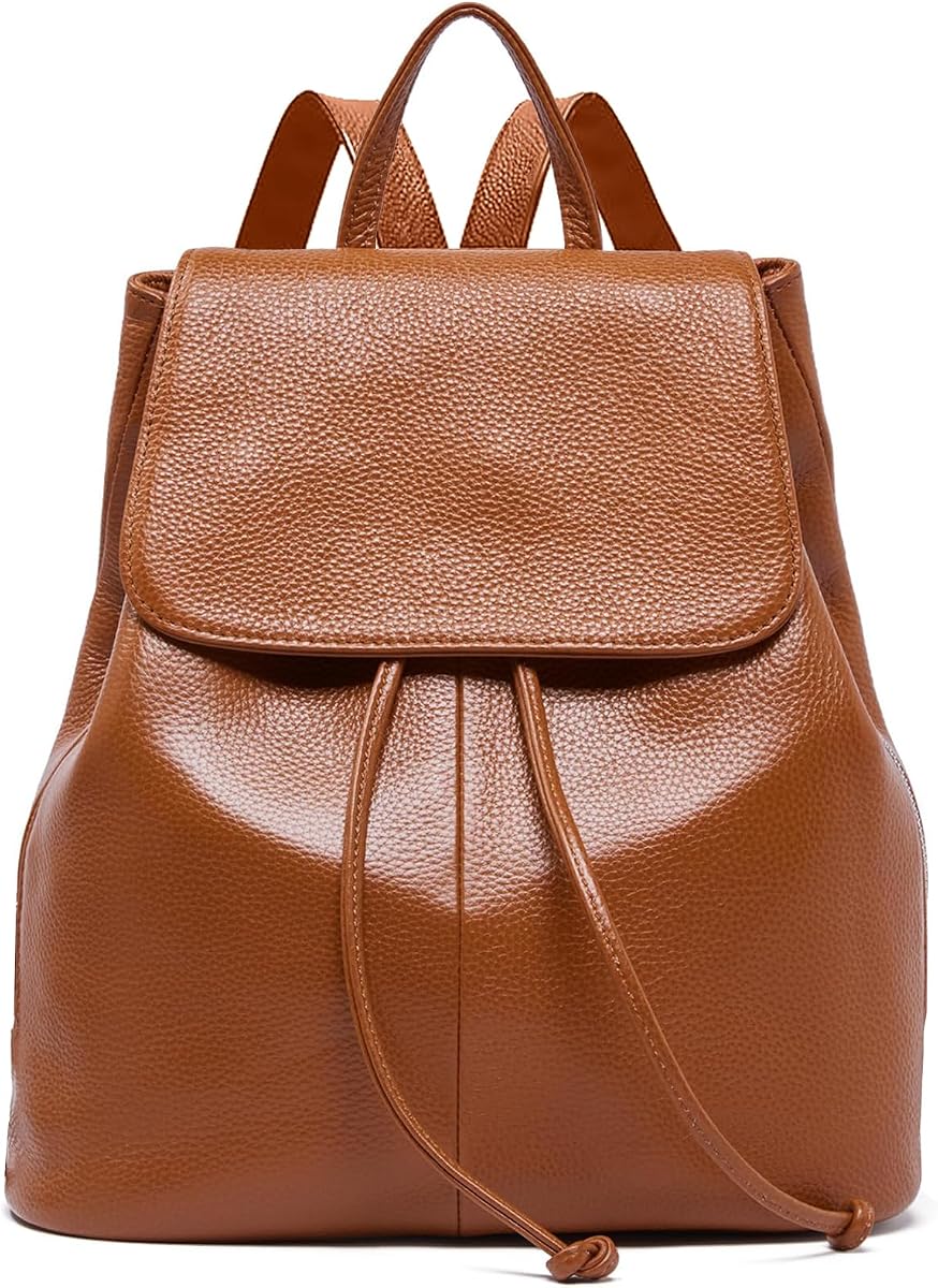 BOYATU Leather Backpack Purse for Women Fashion Design Ladies Shoulder Bag | Full-Grain Leather | Work Commuter | RFID Pocket | Travel Essentials, Brown