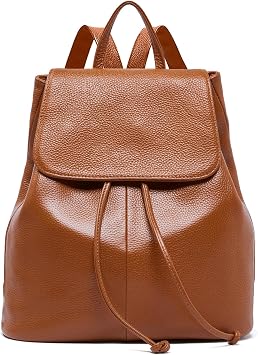 BOYATU Womens Full-Grain Leather Backpack Purse, Minimal Structured Design, Work Commuter & City Travel, Compact Everyday Essentials, Fashion RFID Pocket Bag Brown