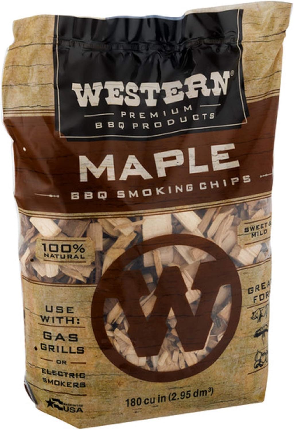 Western Premium BBQ Products Maple BBQ Smoking Chips, 180 cu in : Smoker Chips : Patio, Lawn & Garden