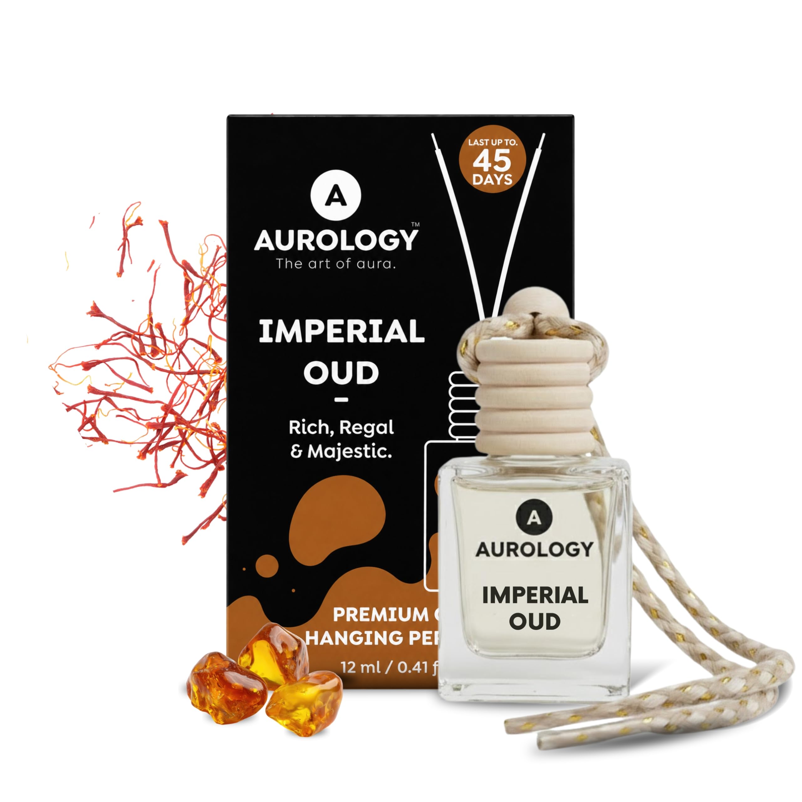 Imperial Oud Car Air Freshener 12ml | Car Hanging Perfume | Long Lasting Woody Car Diffuser | Luxury Glass Bottle with Wooden Cap | Premium Car Fragrance Accessories-image-11