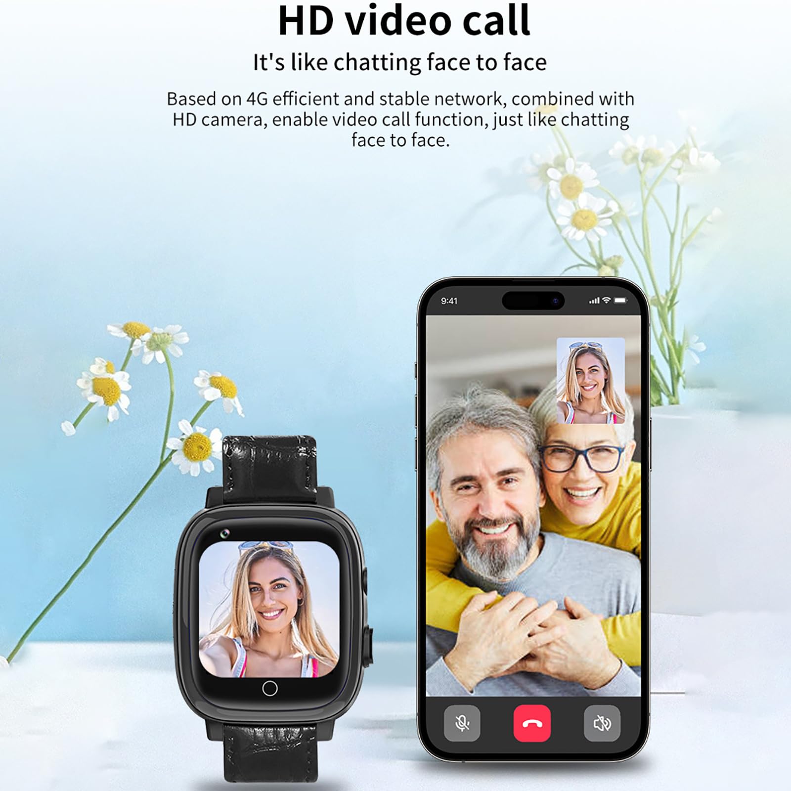 Genérico Anciano GPS Reloj Inteligente Pulsera de Seguimiento 4G SOS Pulsera Smartwatch Videollamada Reloj de Pulsera Telefónica IP67 Impermeable para Demencia Alzheimer