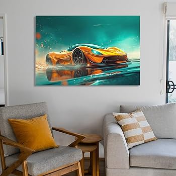 インテリア　アート Amazon.co.jp: 絵画 ハンサムなスーパーカーインテリア 絵画 未来の車