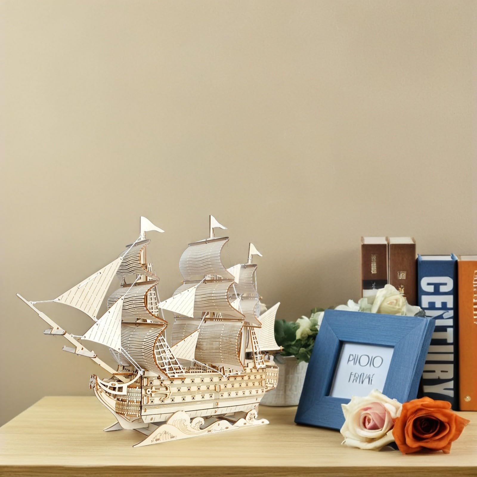 Alipis Maqueta de Barco de Madera 3d DIY para Adultos, Modelo de Barco Vela Antiguo sin Pintar, Kit de Construcción de Maquetas Náuticas para Decoración de Mesa Inspirada Océano, Adorno
