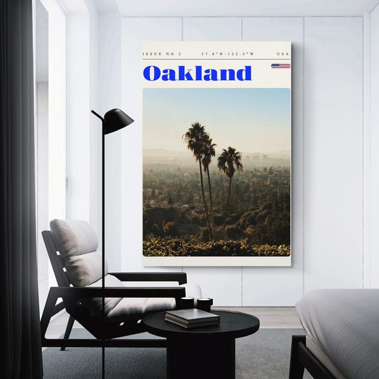 Junmoney Canvas Art Print Oakland California Travel Art, 20x30inch(50x75cm), for Calm Bedrooms, Home Corners Or Flats, A Warm Accent for Relaxed Interiors