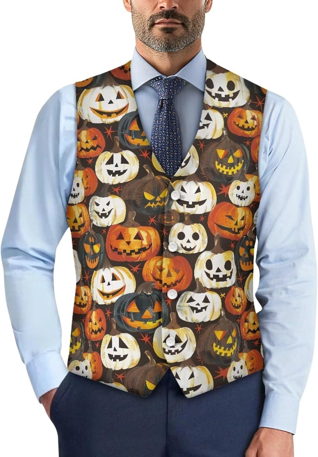 Halloween Suit Jackets for Men Slim Fit Men's Suit Vests for Party Lightweight Mens Waistcoat with Back Strap