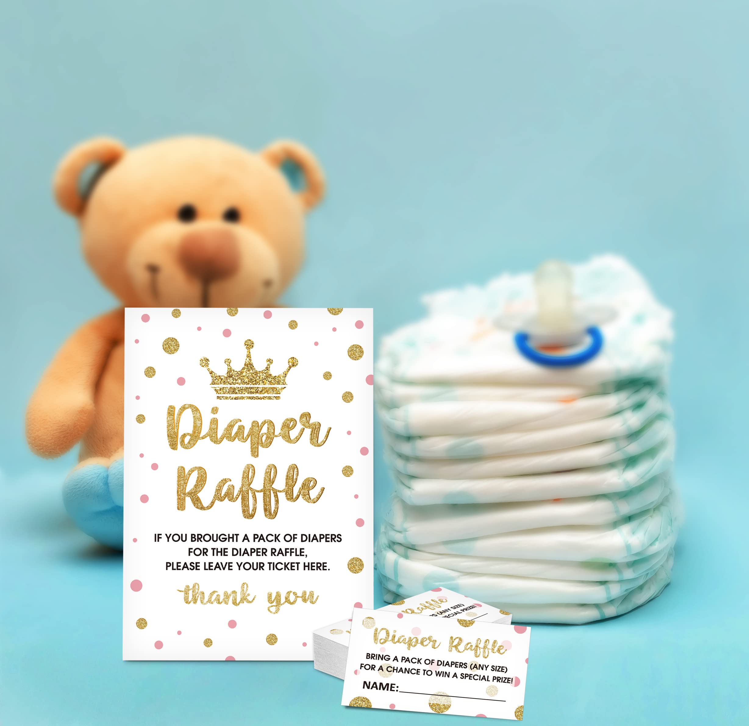 Diaper Raffle Baby Shower Game Kit - Standing Sign With 50 Guess Cards ...