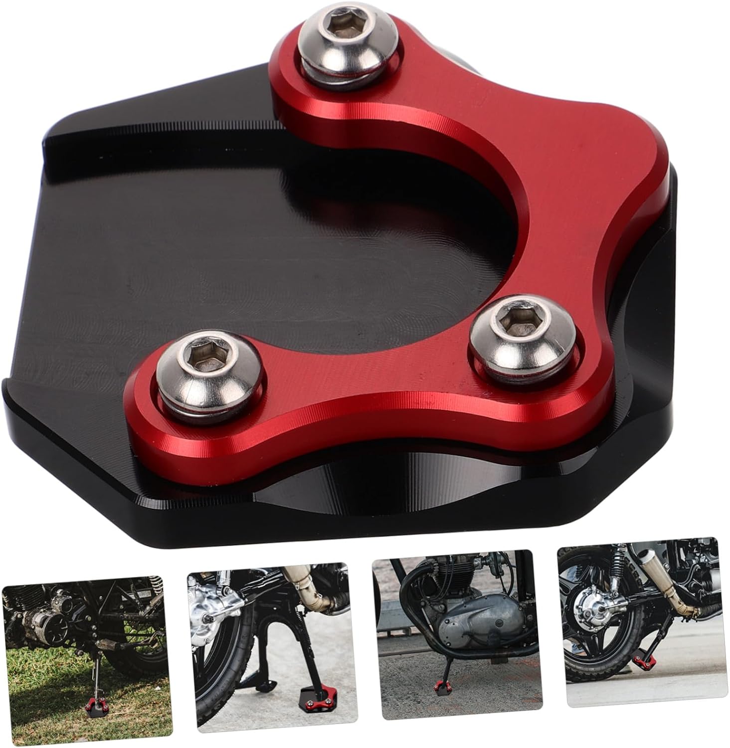 Motorcycle Kickstand Foot Extension Pad Red Aluminum Alloy Stability
