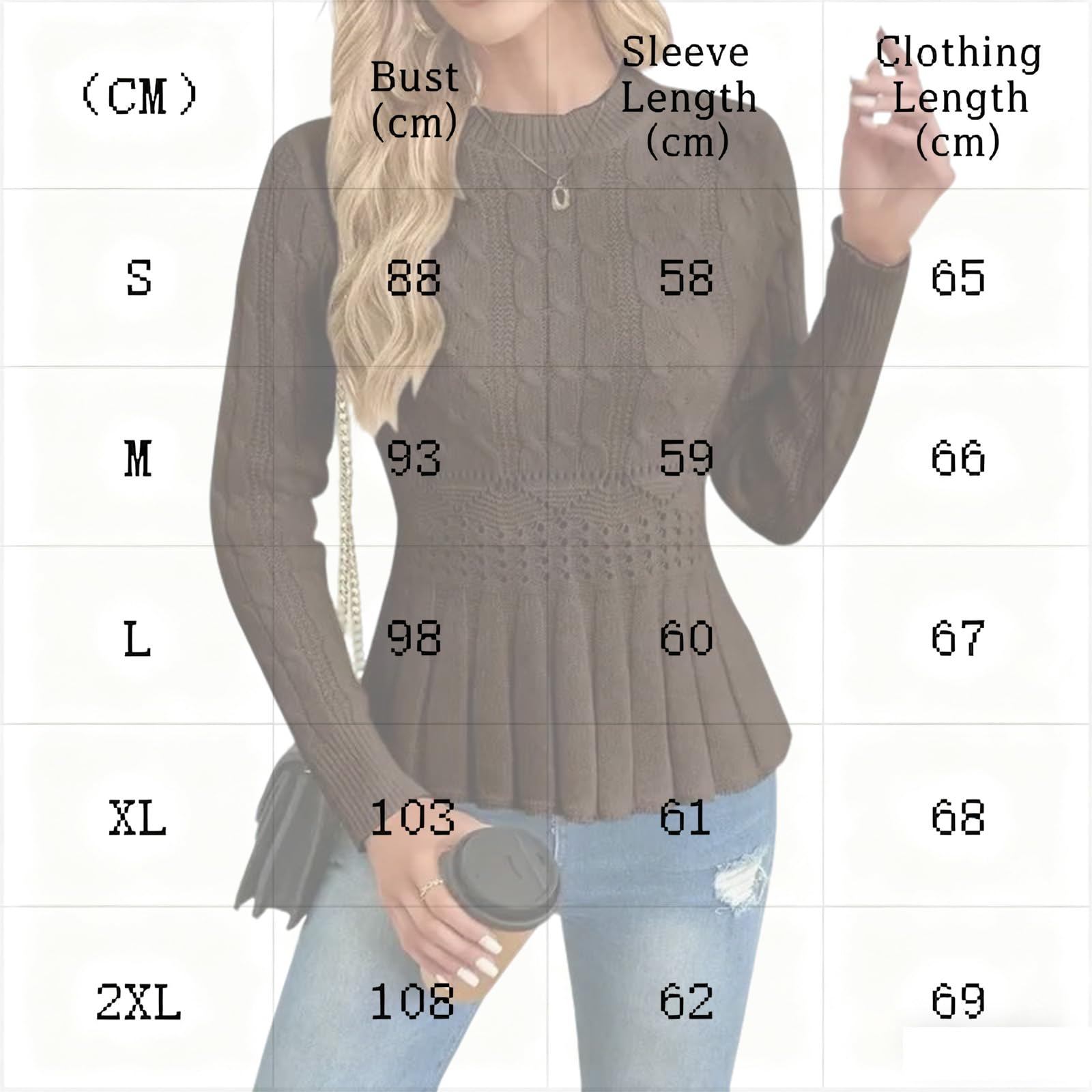 Maglione da donna in maglia grossa, girocollo, a maniche lunghe, alla moda, aderente, morbido, leggero, per autunno e inverno