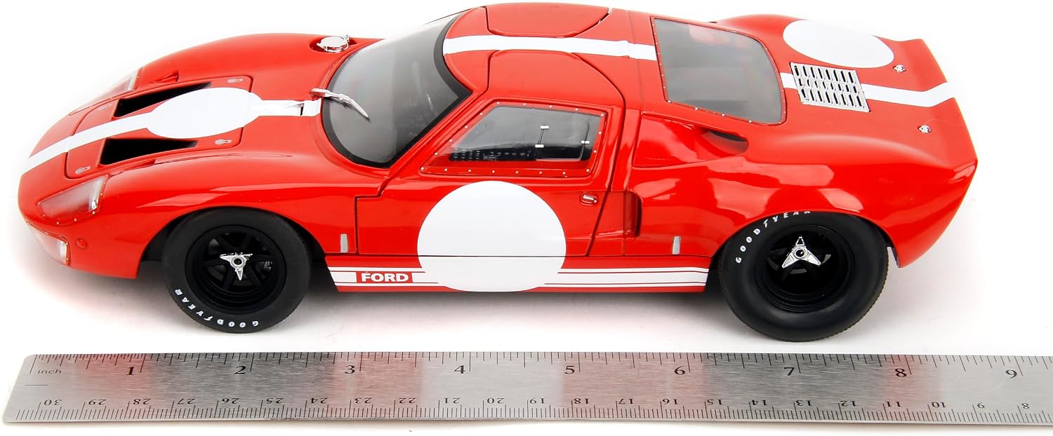 Jada Pink Slips 1968 Ford GT40 MK1-1:18 Scale Diecast Model with Opening Doors and Working Steering - for Collectors and Enthusiasts 14+ - Red