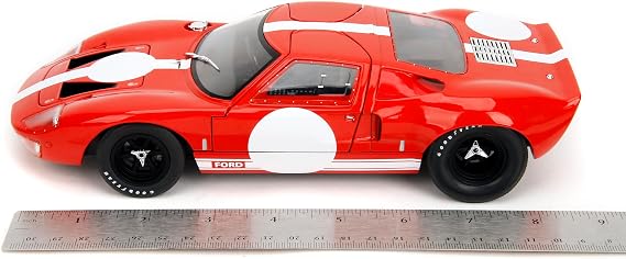 Jada Pink Slips 1968 Ford GT40 MK1-1:18 Scale Diecast Model with Opening Doors and Working Steering - for Collectors and Enthusiasts 14+ Red