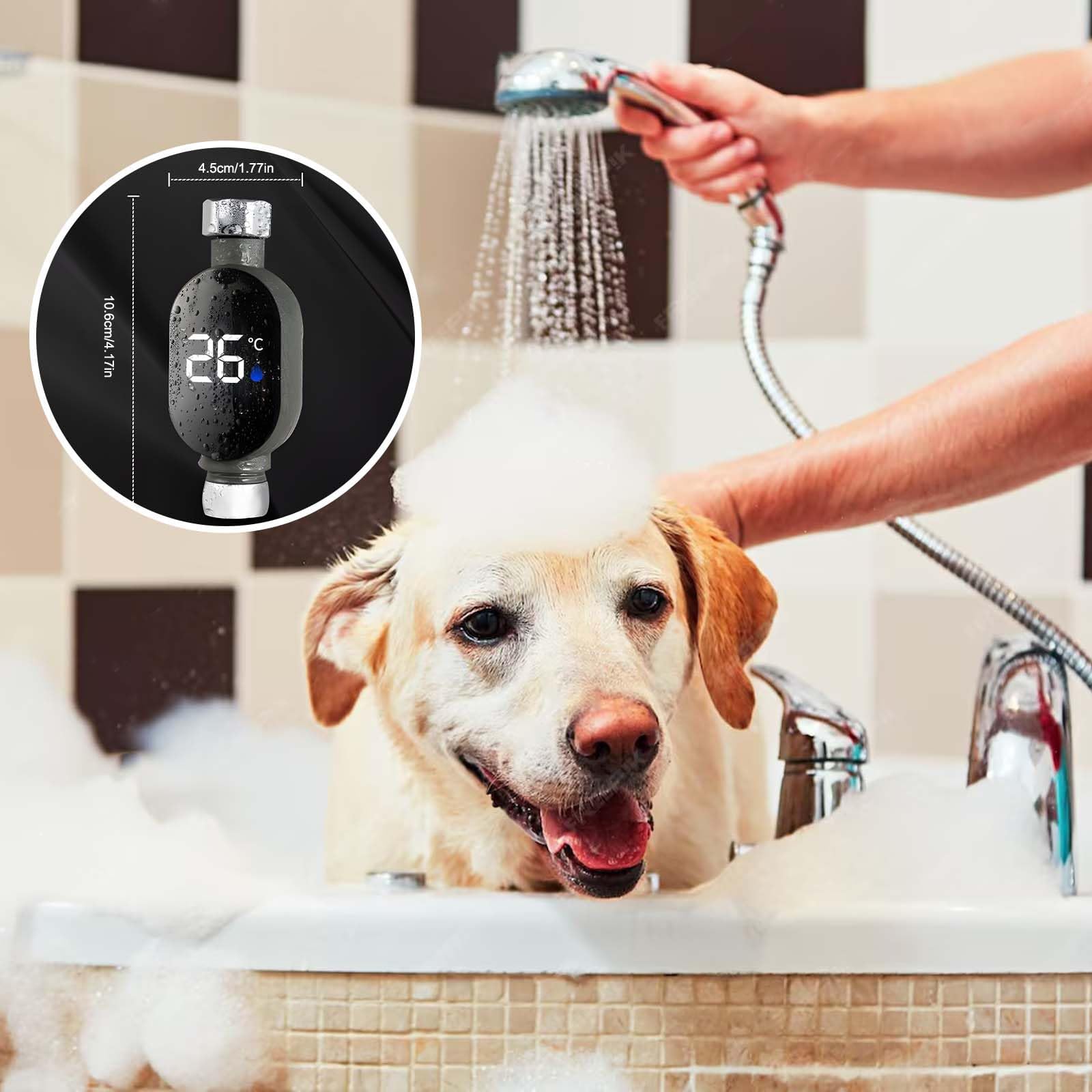 Wasserthermometer, LED-Temperaturanzeige for die Dusche, digitaler Wasserthermometer-Monitor, batteriebetriebenes Duschkopfzubehör(2pc)