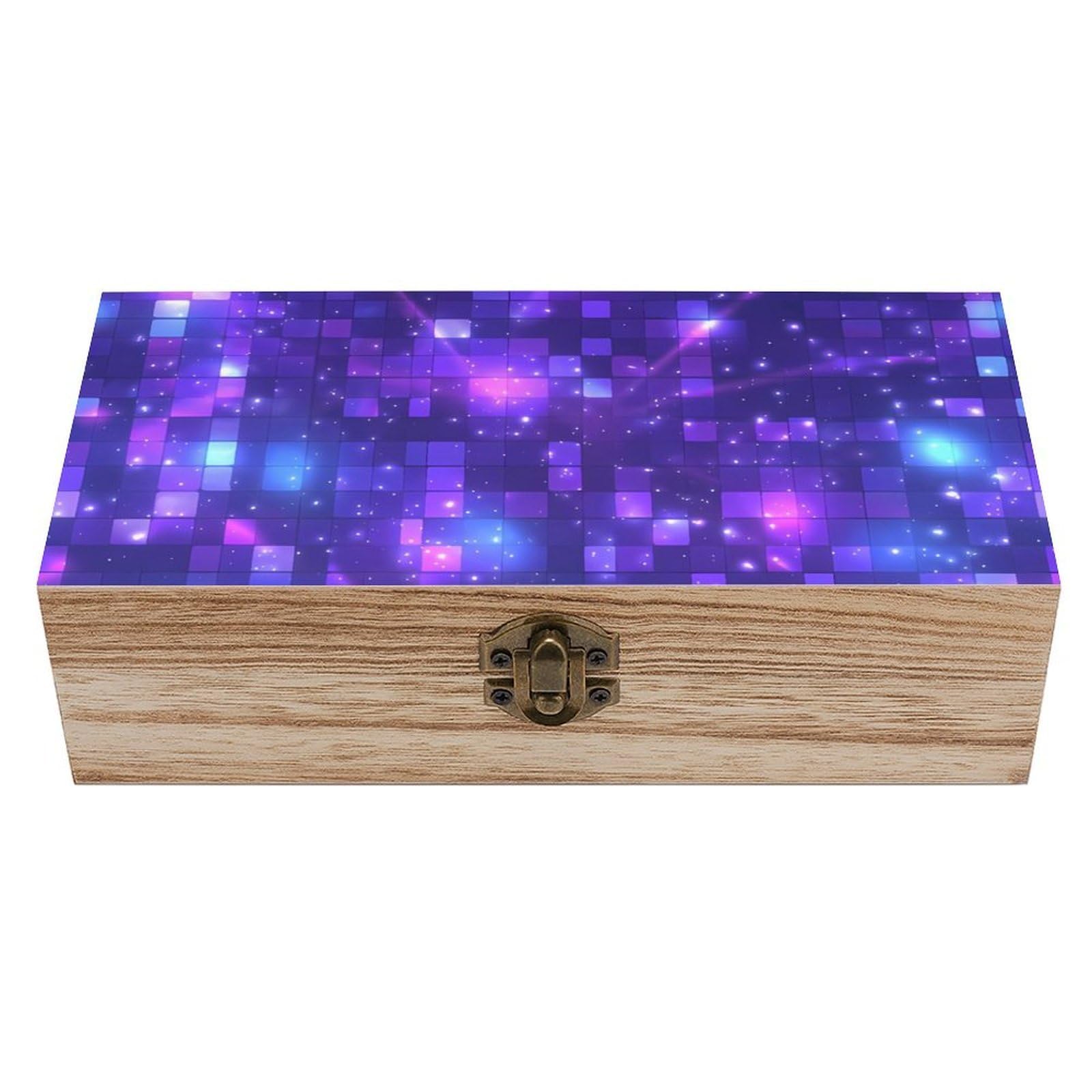 HLBSDM Sparkling Pattern Wooden Storage Box Craft Memory Keepsake Treasure Chest Box Jewelry Organizer