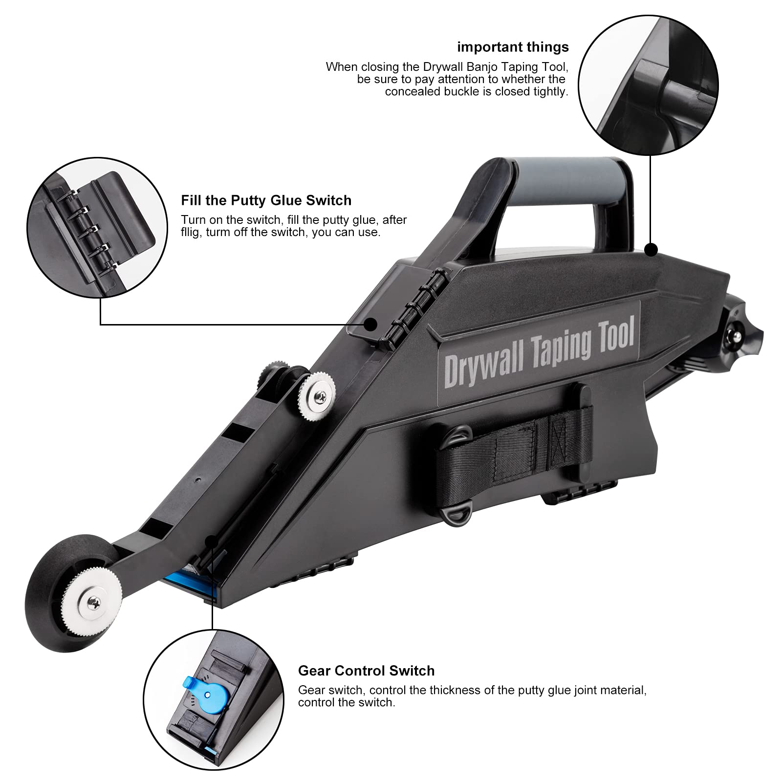 Yqlinnn Drywall Banjo Taping Tool, Gypsum Board Joint Tool with
