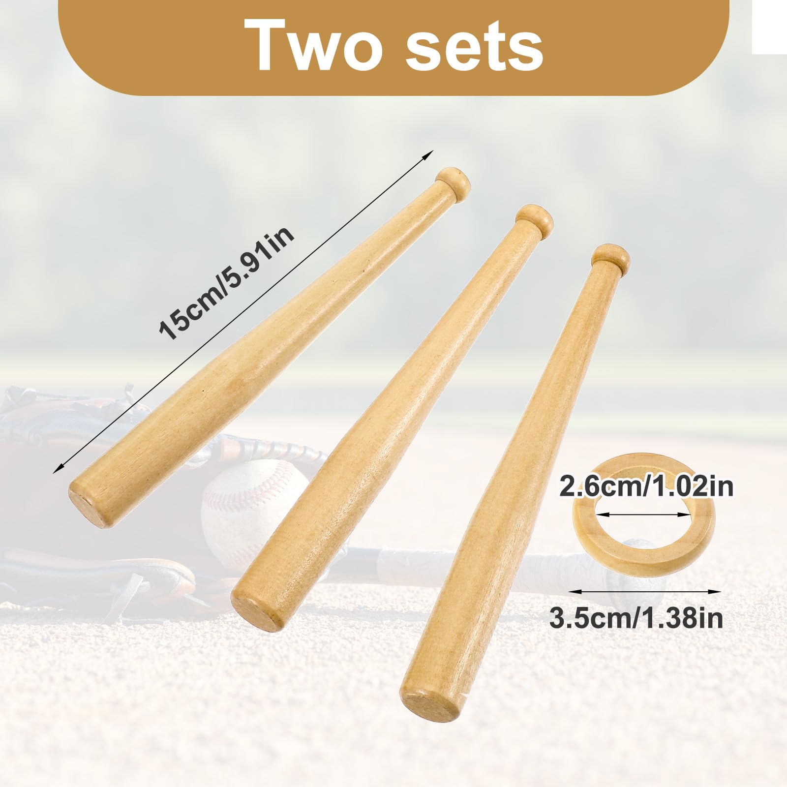 Quilax 2 Sets Baseball Stand, Wooden Baseball Holder with 6 Mini Bats and 2 Circles, Softball Stand Display Holder Centerpieces Tables for Baseballs Sports Lovers