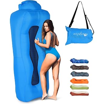 Inflatable Sofa for Land and Water Air Sofa Foldable Lightweight Inflatable Couch with Bag Camping Sofa for Garden Beach Picnic Outdoor and Indoor Blue