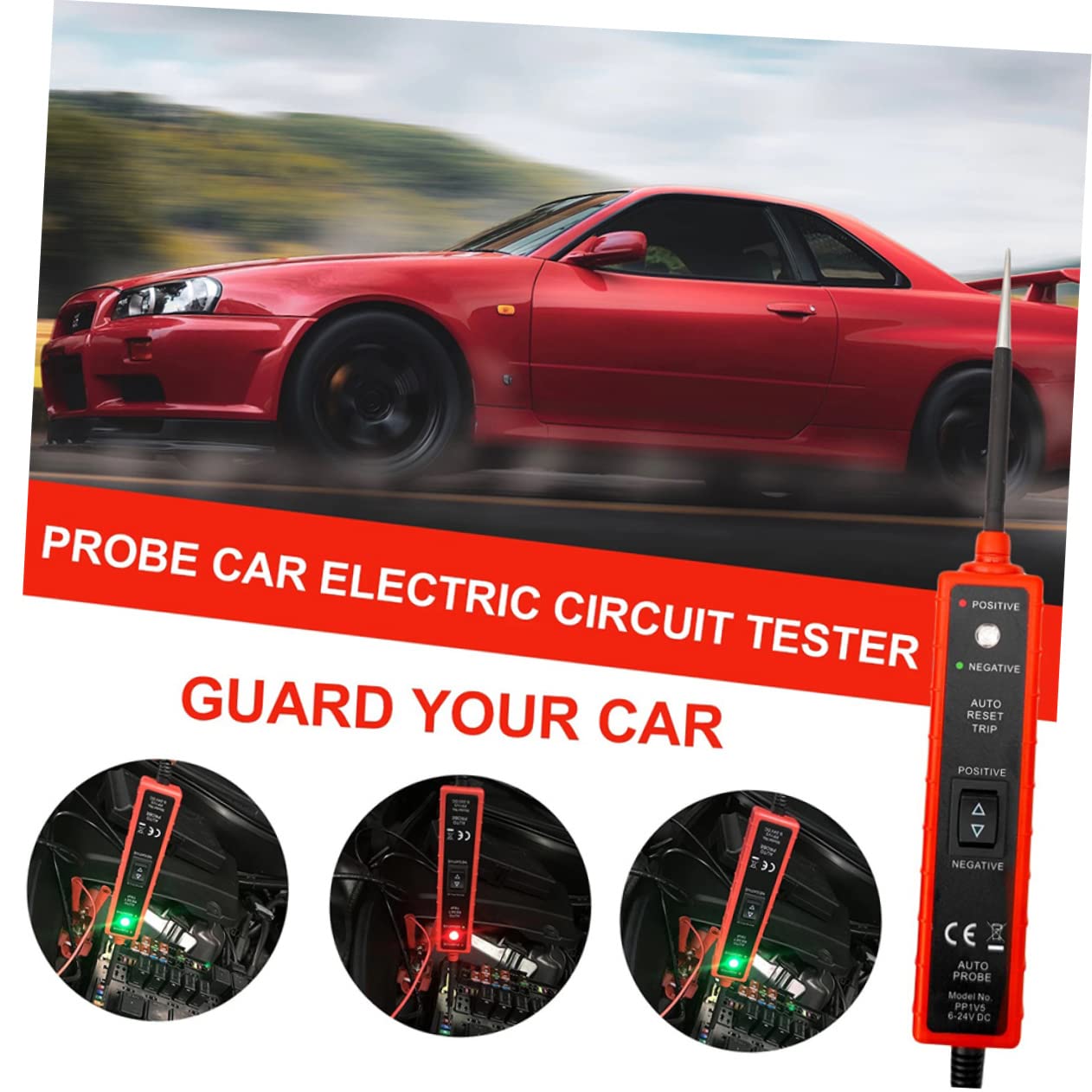 Gadpiparty 12v-tester und Fahrzeugwartung Geeignet für Polaritätstester mit Sicherungsprüfer Abs Material 16ft Kabel Elektrische Tests Am Kfz