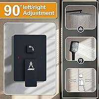 Vista 5 de Sistema de Ducha Moderno de Lluvia de Latón Juego de Grifería con Válvula y Desviador Mezclador de Ducha con Ducha de Mano de Alta Presión Válvula