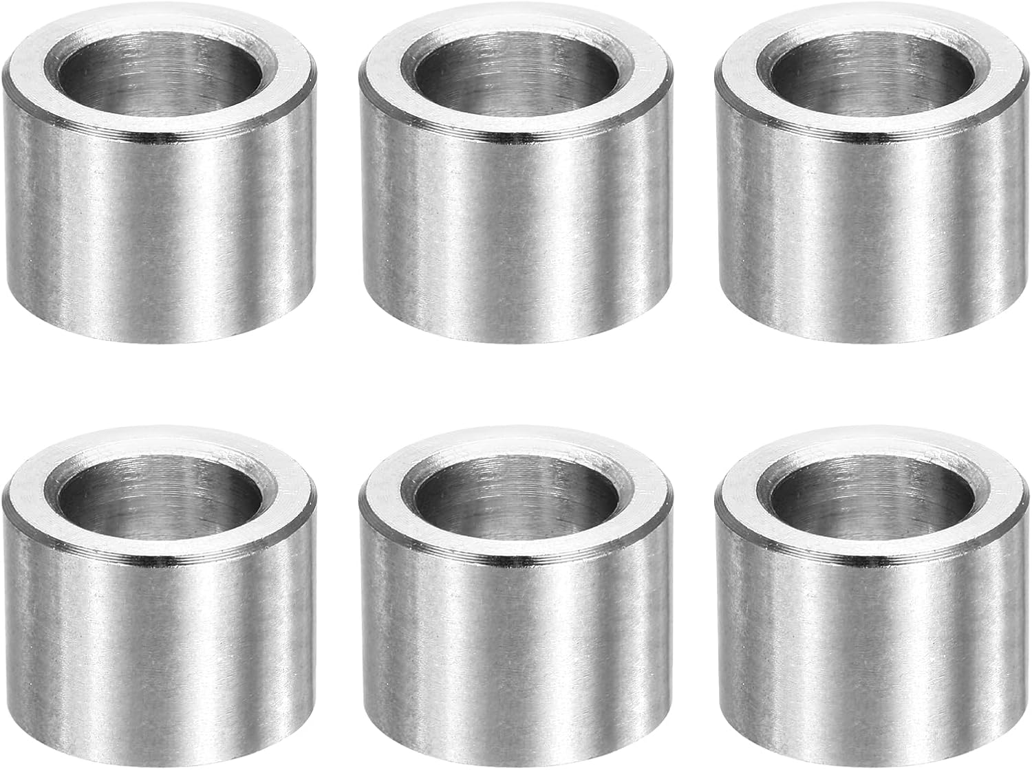 MECCANIXITY 6pcs M10 Metal Spacers, 3/8" IDx5/8" ODx1/2" Length Stainless Steel Spacer Round Unthreaded Standoff Bushing Plain Finish for Screw Bolts, Silver 10x16x12mm
