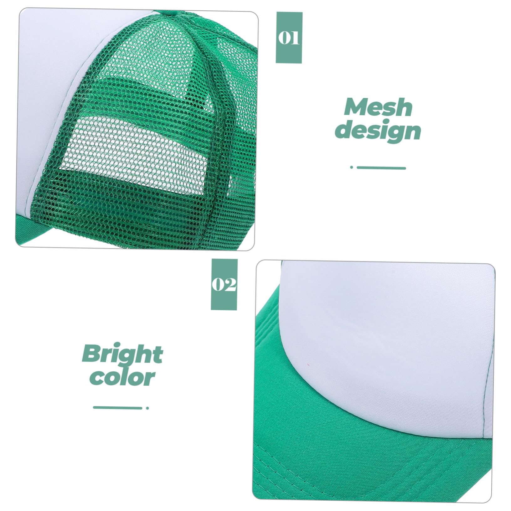 Gorra de Béisbol 10 Piezas Verde de Malla en Blanco