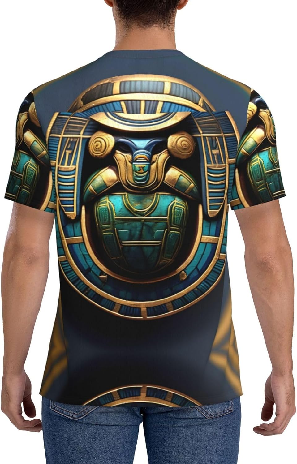 Egyptian Scarab Rugby Football Jersey for Men, Comfortable V-Neck Loose Fit Top for Team Sports Athletics