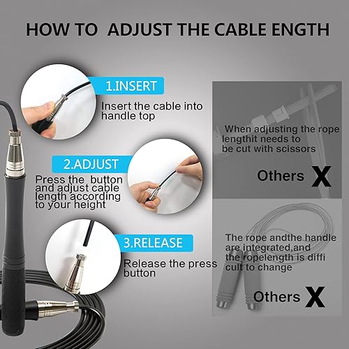 Miniatura 4 de Cuerda de saltar de alta velocidad, 2 cables, fitness profesional, entrenamiento de resistencia cardiovascular, ejercicio de resistencia, sin