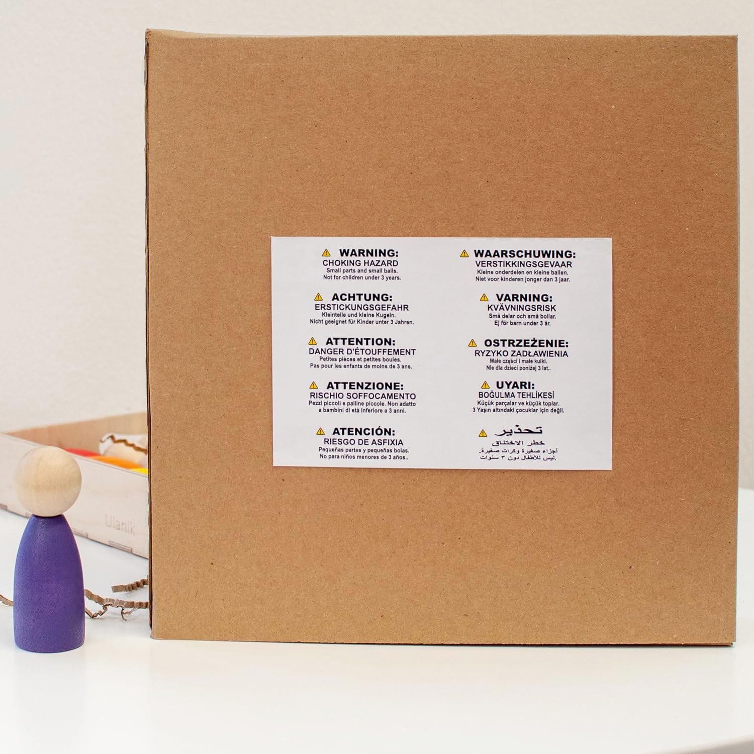 Ulanik Large Peg Dolls in Cups with Hats Toddler Montessori Toys for 3 Year Old + Wooden Waldorf Dolls for Learning Color Sorting and Counting — 12 Gnomes