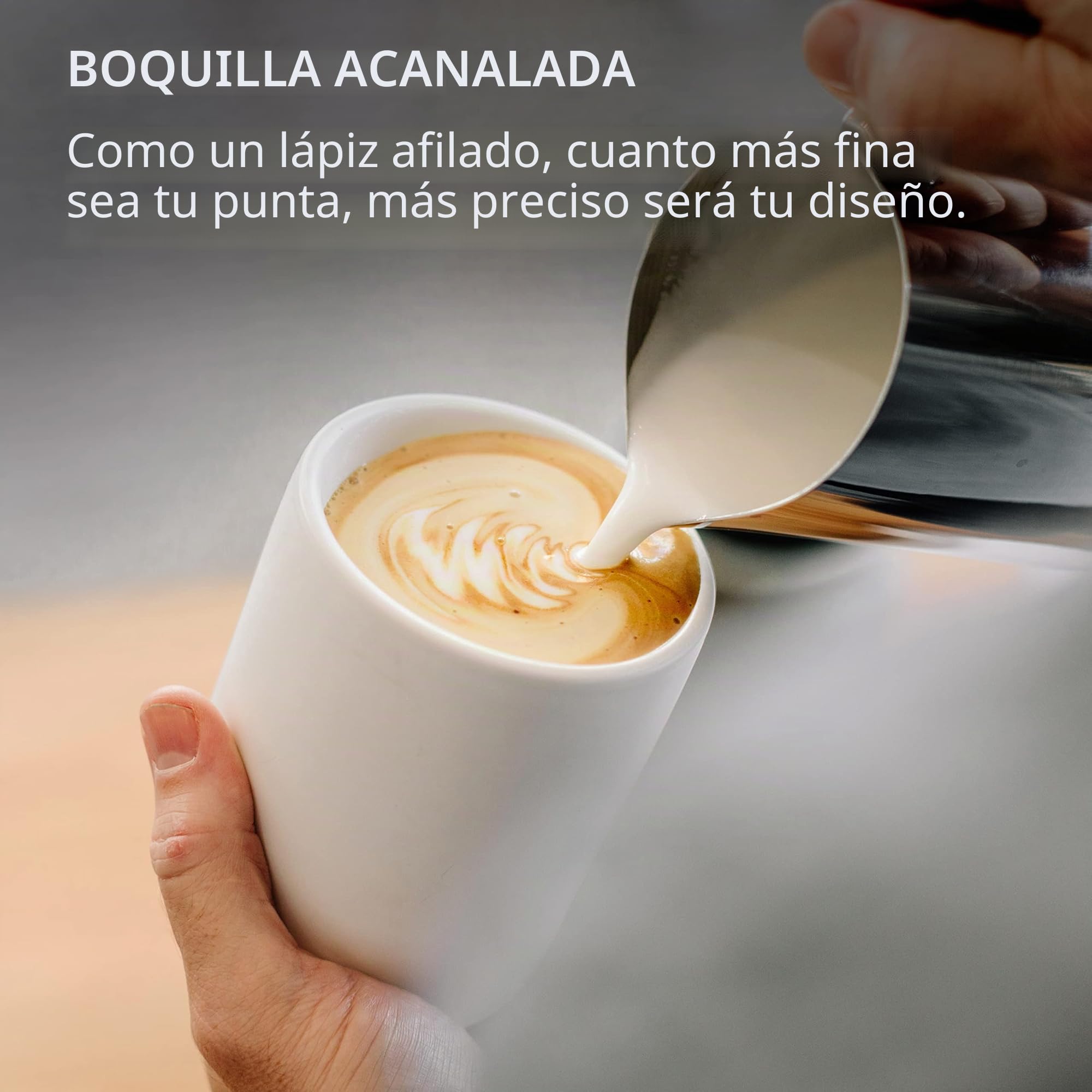 Fellow Eddy jarra de vapor para espumar leche y arte de precisión para latte, ayuda a medir, boquilla estriada, pliegue frontal afilado, acero inoxidable 304 18/8