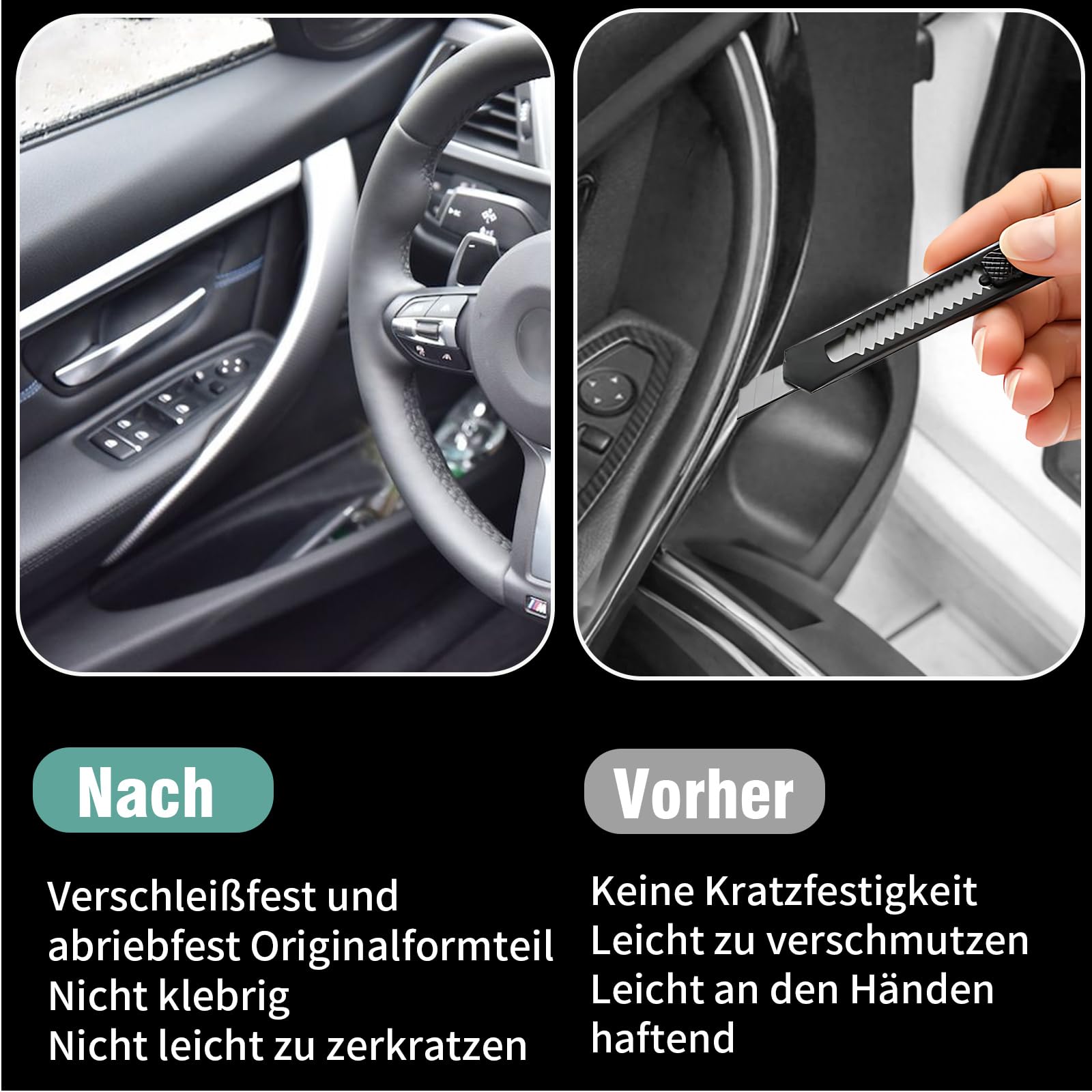 Lot de 2 poignées de porte avant intérieures de rechange pour BMW Série 3 F30 F31 F32 F34 F80 Revêtement de poignée de porte latérale pour 4 Series 428 435 Remplace 51417279311 51417279312