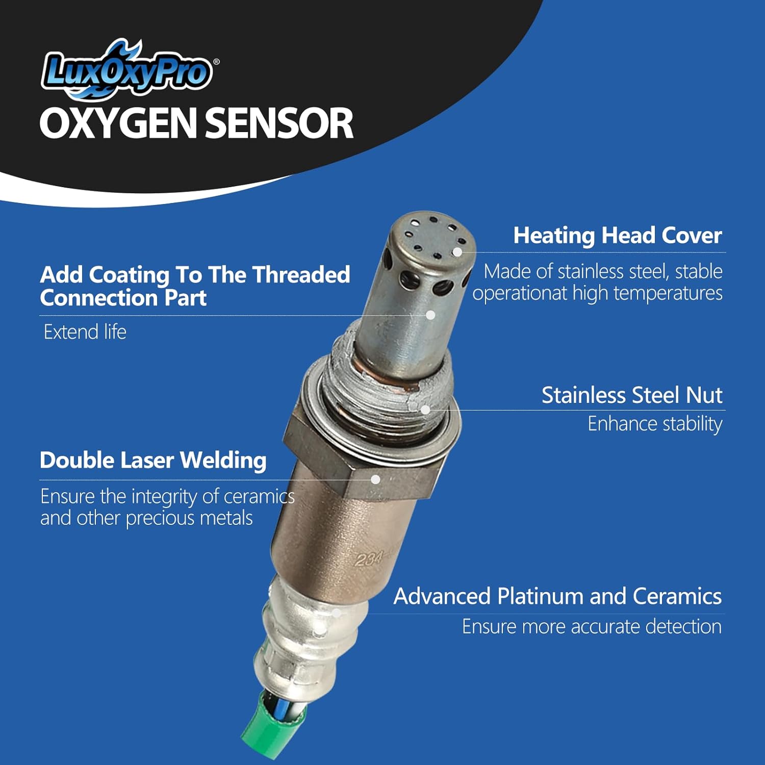 Oxygen O2 Sensor Downstream for Toyota Avalon Camry Corolla Crown Grand Highlander Highlander for RAV4 Sienna Venza, for Lexus ES300h NX250 NX350h RX350h, Replace 234-9304