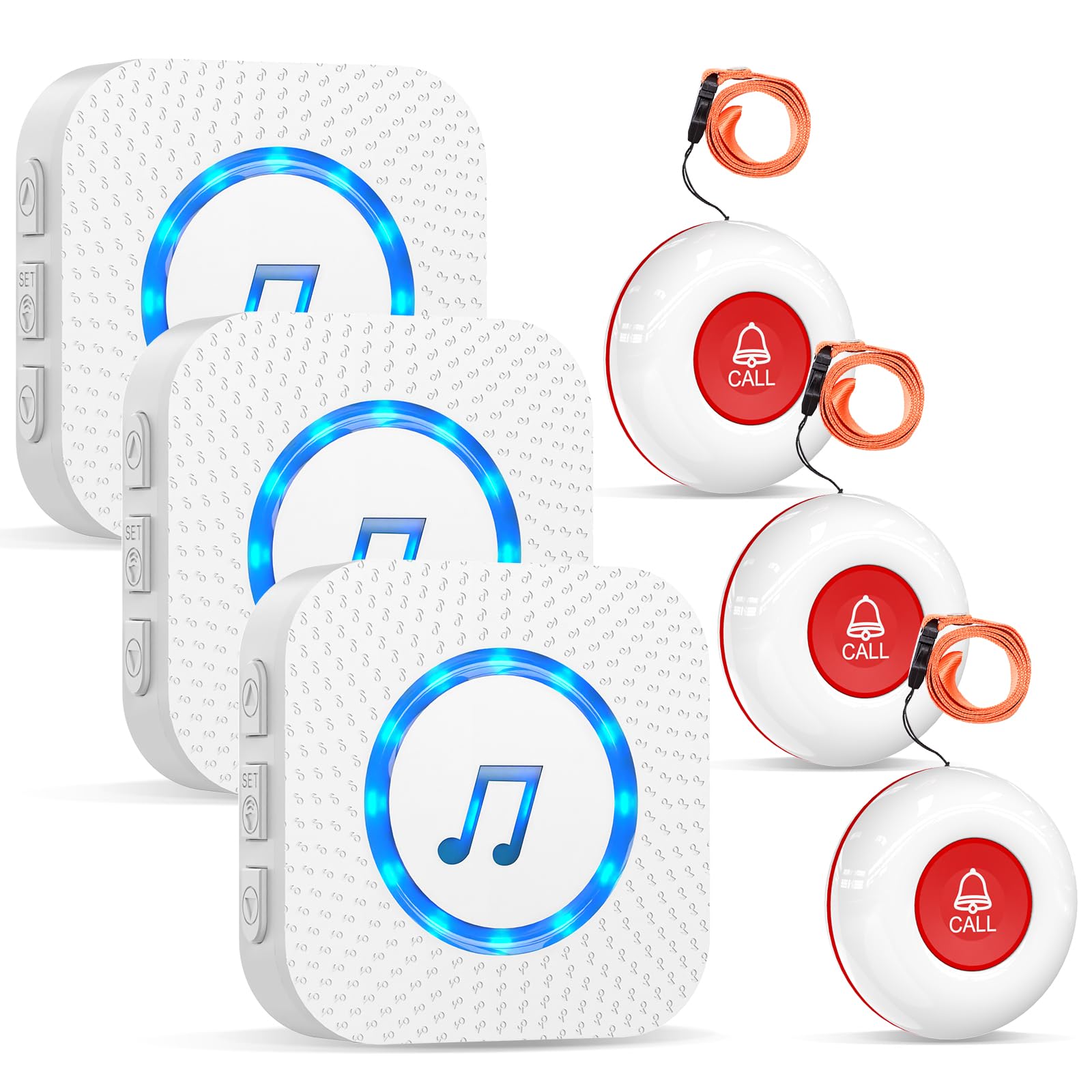 Chunhee Alarma Móvil Inalámbrica Botón de Emergencia Ancianos Emergencia Enfermería Timbre 55 Tonos150M Rango de Recepción Botón Emergencia para Ancianos Adecuado para Ancianos/Pacientes/Embarazada