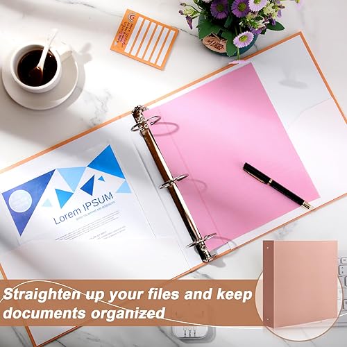 Miniatura 10 de 6 carpetas de 3 anillas, carpetas redondas resistentes con 2 bolsillos interiores, capacidad para papel de 8.5 x 11 pulgadas, para oficina, hogar y