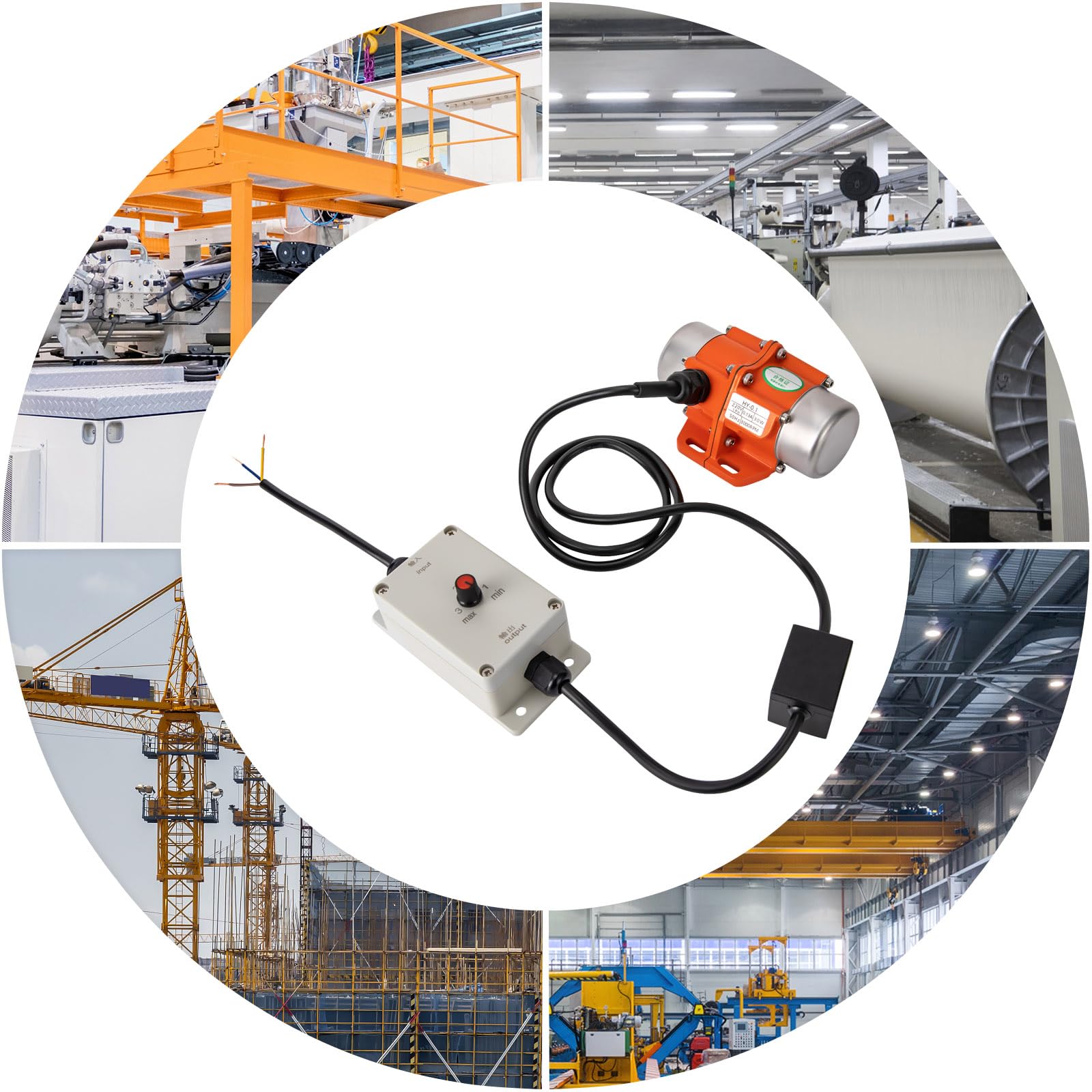 Vibrationsmotor, 30W 220V Betonrüttler mit Geschwindigkeitsregler, IP65 Rüttelsieb Elektrisch mit Drehzahlregler, 3000RPM Vibrationssieb für Gebäude Bergbau Metallurgie, 14.5 × 11 × 6.7cm