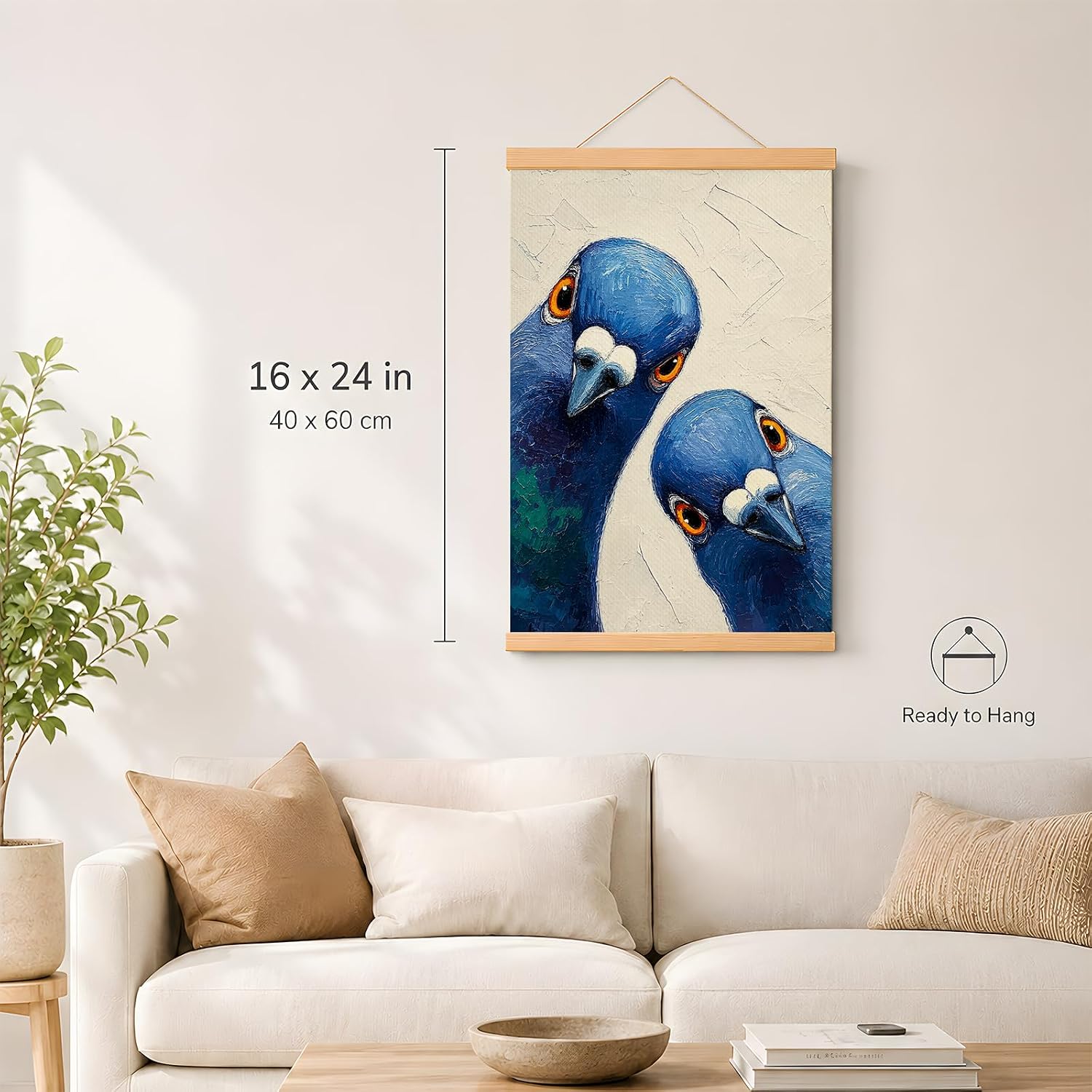 Geuro Cute Pigeons Couple Art, Modern Funny Bird Illustration image 2