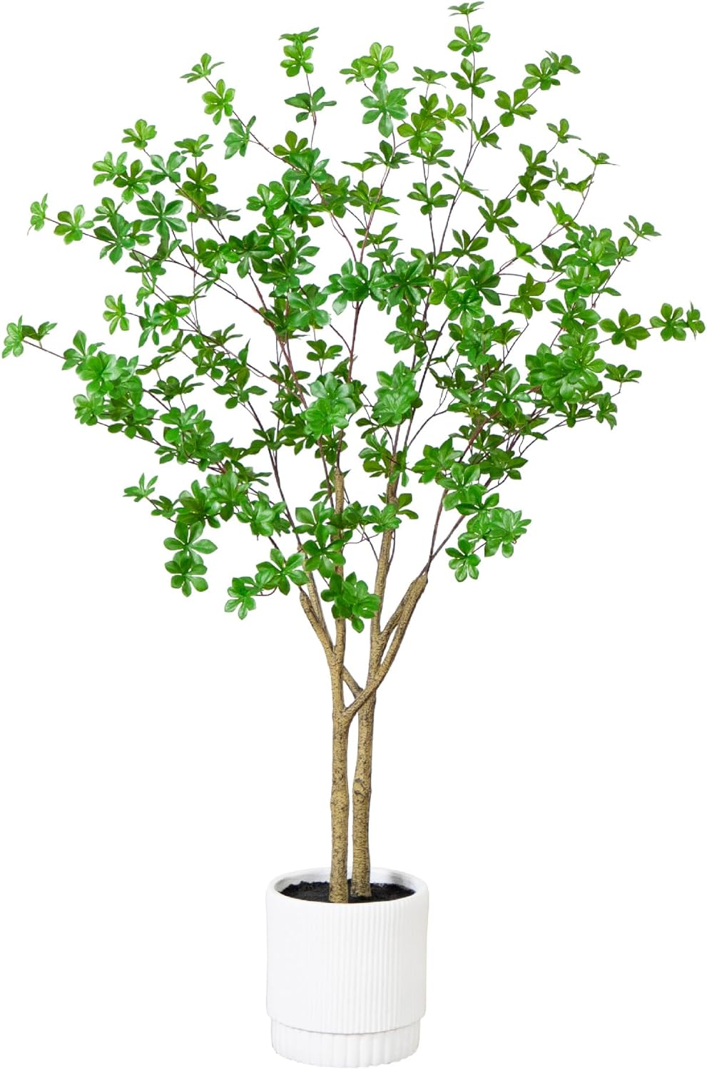 Nearly Natural 5ft. Artificial Enkianthus Tree in White Decorative Planter