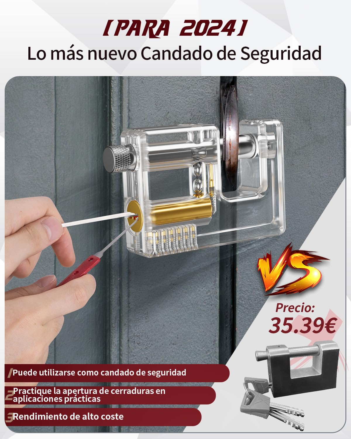 Eventronic Juego de Ganzúas 37+5 Piezas, [2025 Edición Pioneer & Nueva Experiencia Lockpick] Ganzua de Cerrajería con 5 Cerraduras Transparentes, Lockpicking Set para Principiantes y Cerrajeros