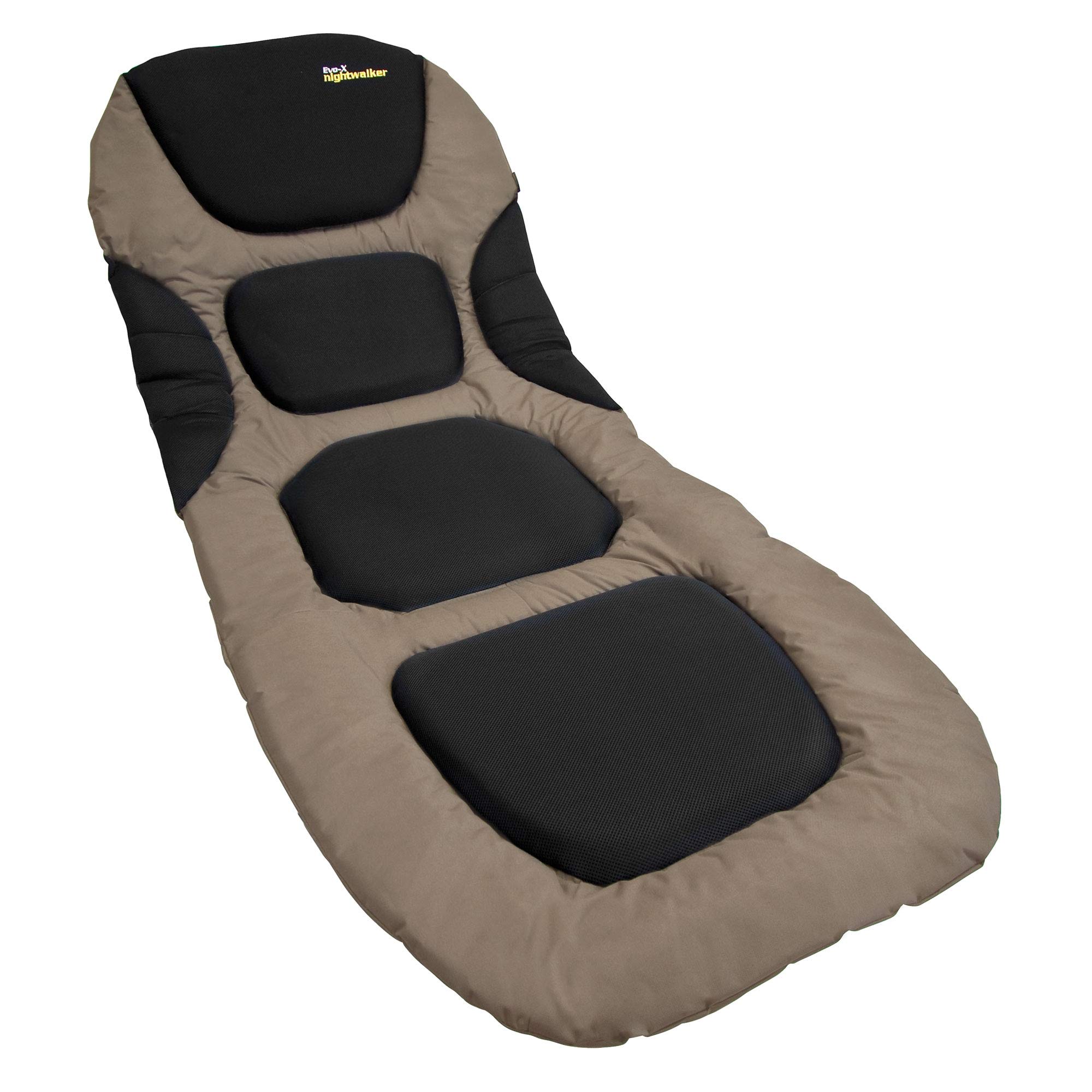 Evo-X Nightwalker Komfort Angelliege – Gepolsterte Campingliege & Gartenliege bis 130kg – 205x82cm – Mesh-Belüftung & Schlammfüße – Verstellbare Rückenlehne & Höhe – Outdoor Relax-Liege