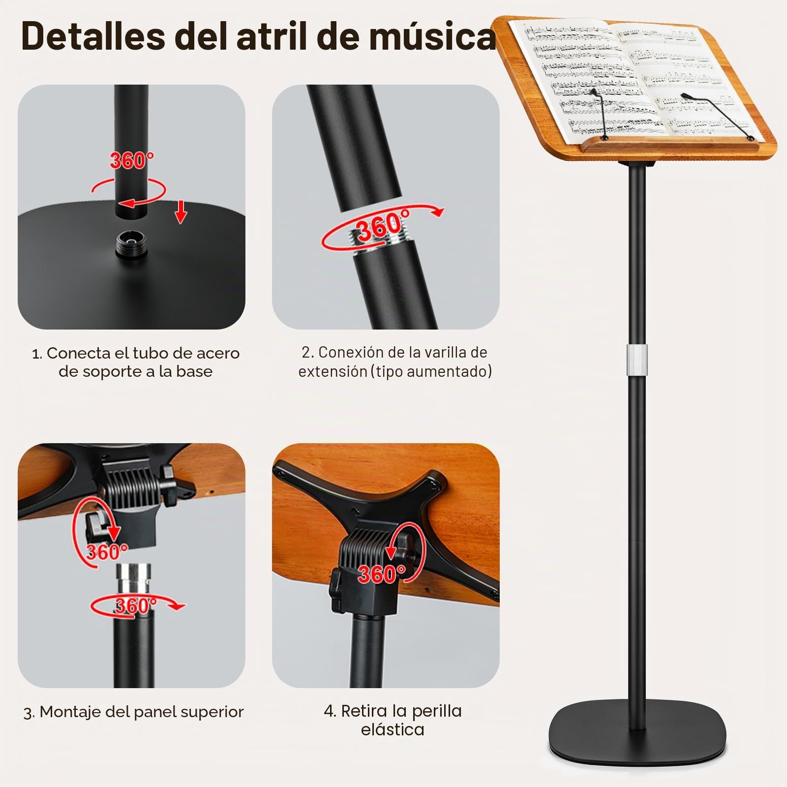 Soporte Ajustable 2 en 1 para Libros y Portátiles, 50-130 cm altura ajustable, Uso Dual en Suelo y Mesa, Atril 2 en 1 para libros con placa XXL, inclinación de 180° para niños y adultos (Negro)
