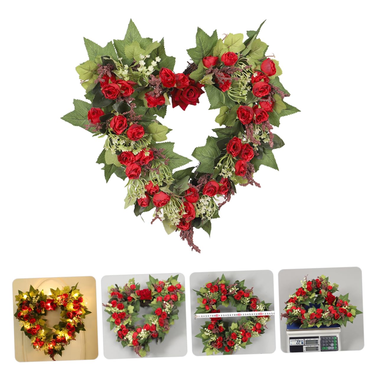 SOIMISS Guirnalda de Rosas Artificiales Guirnalda de San Valentín para Decoración de San Valentín Adorno Colgante de Corazón