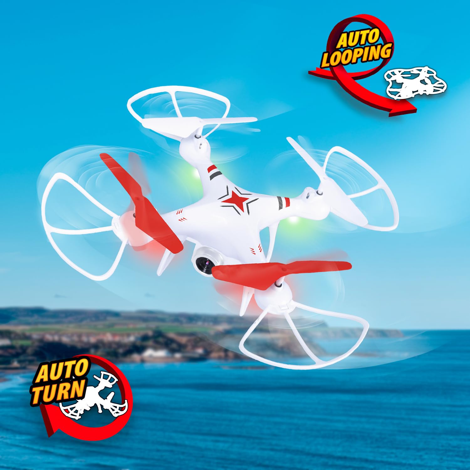 Flycam | Dron dla dzieci | Dron z kamerą dziecięcą i wideo | 3-biegowe drony sterowane radiowo, autolooping, automatyczny obrót | Kompatybilny z okularami wirtualnej rzeczywistości