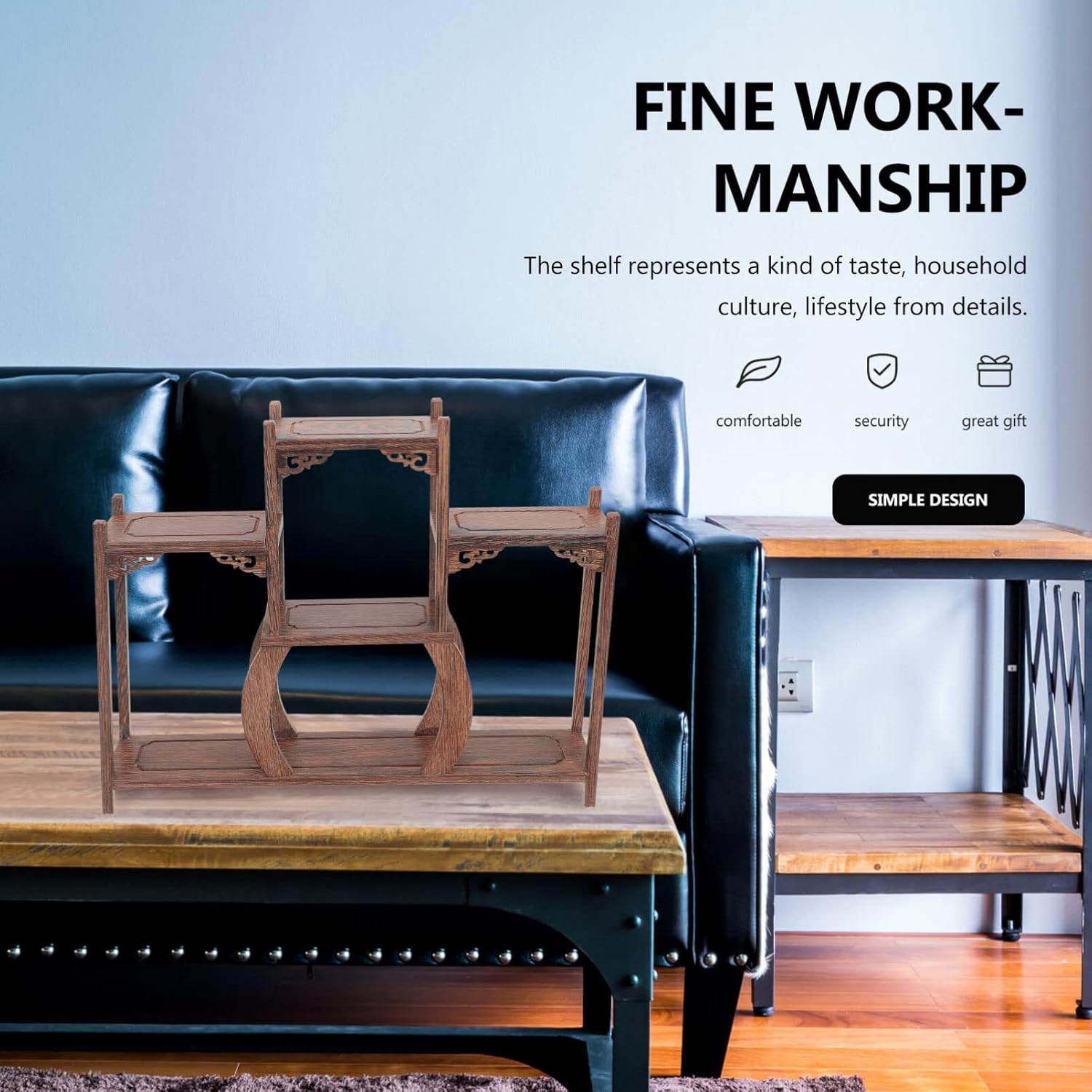 Antique Wooden Carving Display Rack for Home Decor Storage Stand for Tea Antiques and Decorative Items Chinese Style