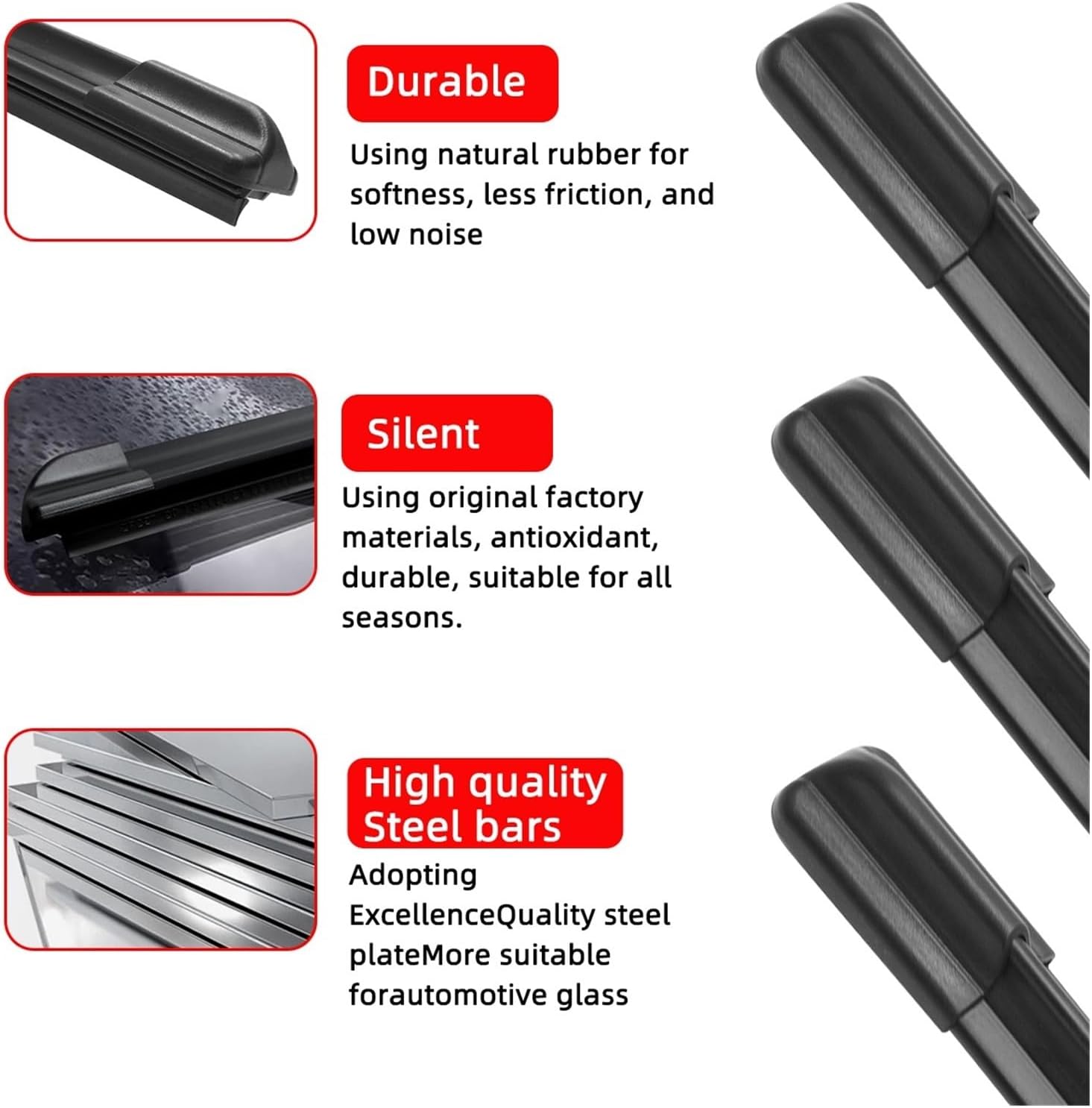 Car Windshield Wiper Compatible For Mazda CX-5 CX5 KE 2012-2017 Front And Rear Wiper Blade Brush Accessories 24"+18"+14" Wiper Kit