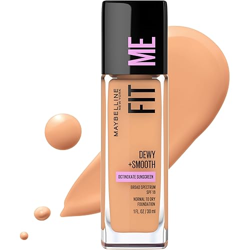 Maybelline Fit Me Dewy + Smooth Liquid Foundation Makeup, Sun Beige, 1 Count (Packaging May Vary)