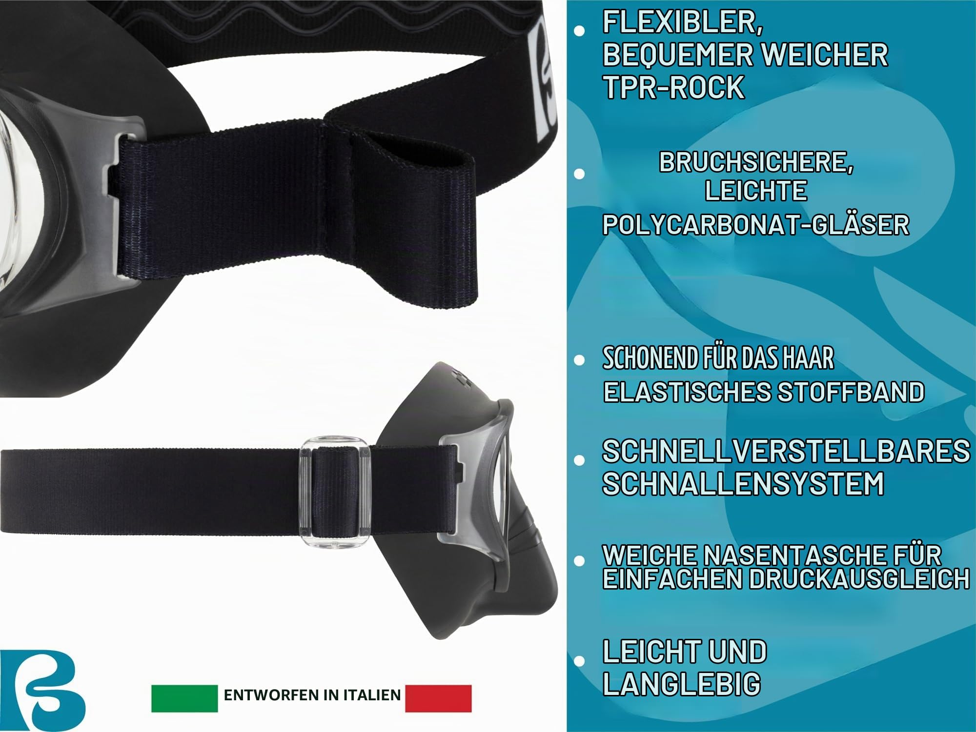 Cressi seit 1946 - Nautilus Combo - Maske Force Polycarbonat Gläsern + Schnorchel Vibe TPR Schlauch Silikon Mundstück Schnorcheln Schwimmen Wasseroberfläche